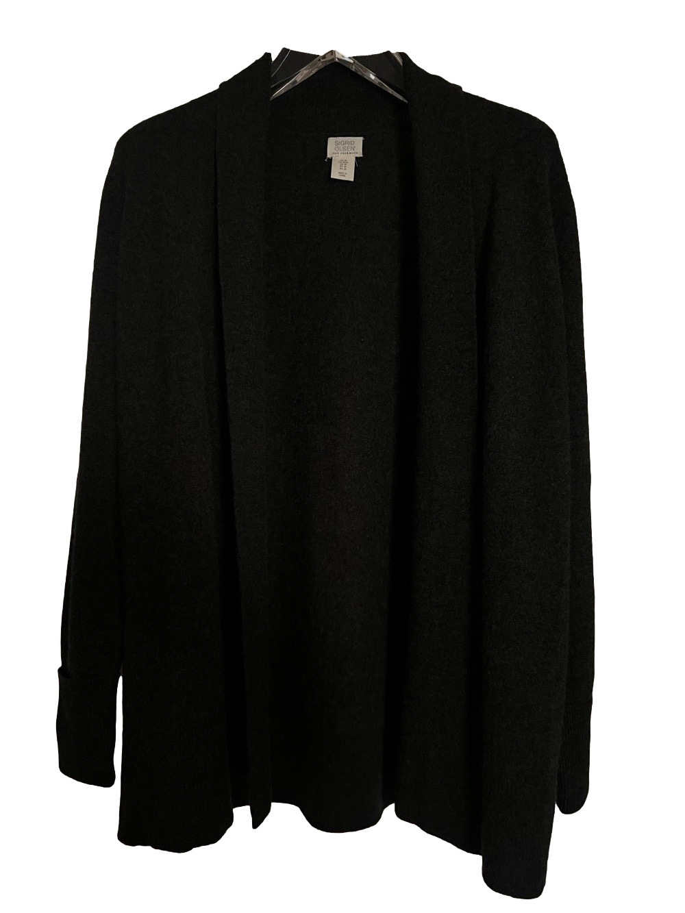 Sigrid Olsen 100% Cashmere Gray Open Cardigan Sweeper Sweater - Side Medium